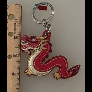 Coach Red Year of the Dragon Keychain Bag Charm Limited Edition